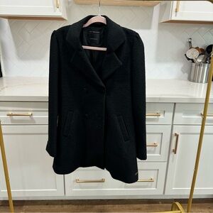 Maison Scotch Women's Black Wool Blend Double Breasted Coat‎